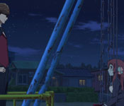 manager talking to sakura on the swingset